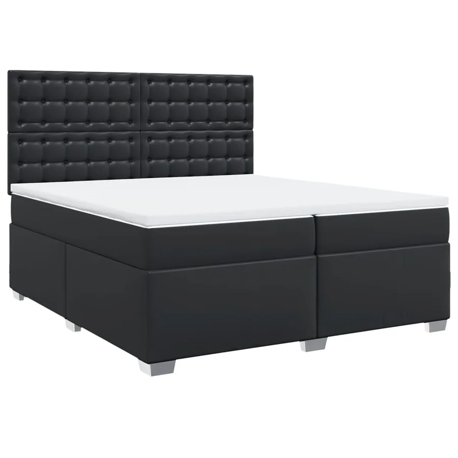 Sommier à lattes de lit avec matelas Noir 200x200 cm Similicuir - 2