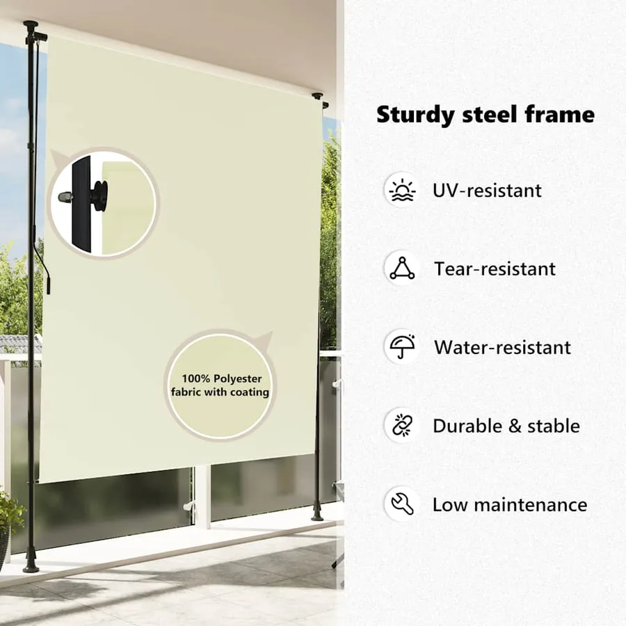 Outdoor roller blind 150 x 270 cm Cream - 8