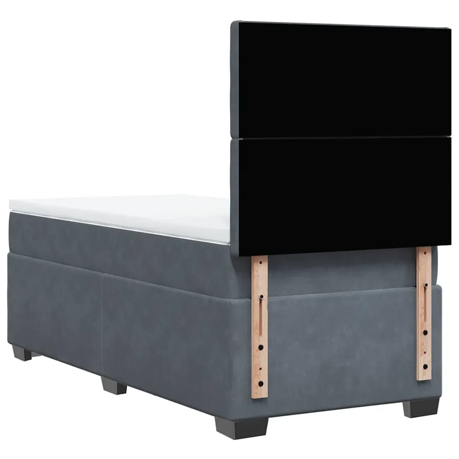 Sommier à lattes de lit et matelas Gris foncé 90x190 cm Velours - 13