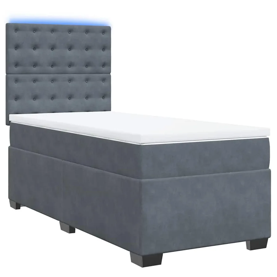 Sommier à lattes de lit et matelas Gris foncé 90x190 cm Velours - 3