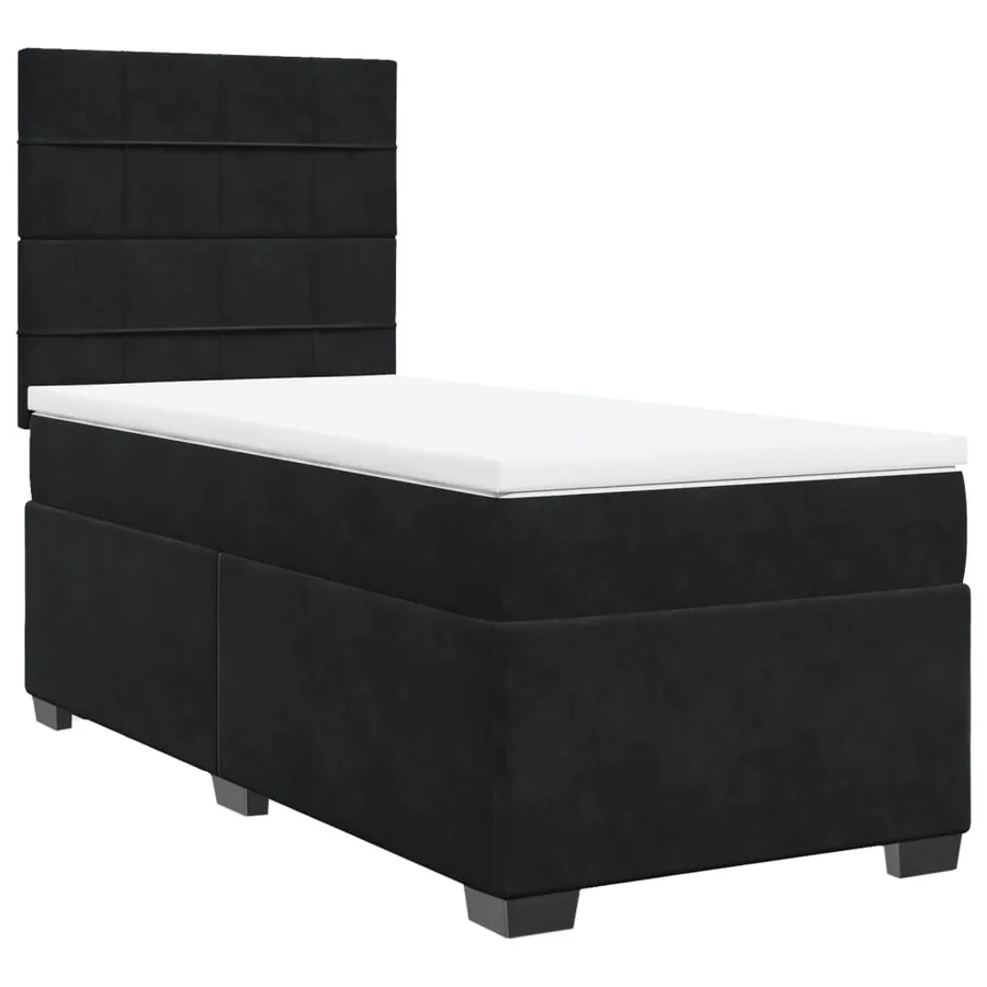 Sommier à lattes de lit avec matelas Noir 90x190 cm Velours - 2