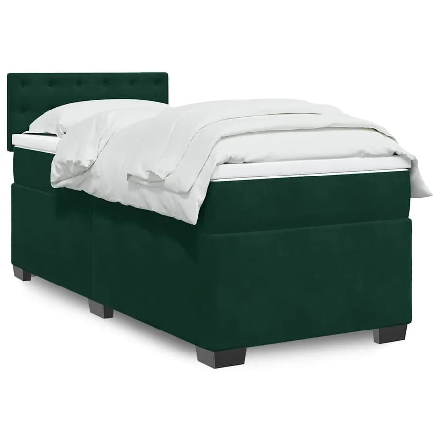 Sommier à lattes de lit et matelas Vert foncé 80x200 cm Velours