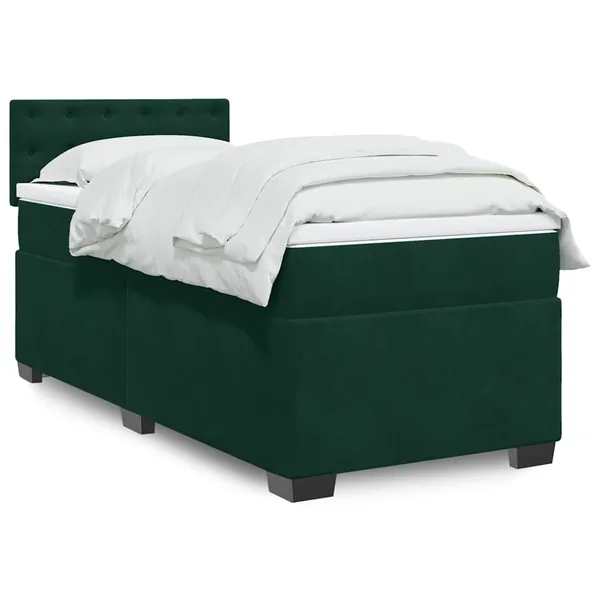 Sommier à lattes de lit et matelas Vert foncé 80x200 cm Velours