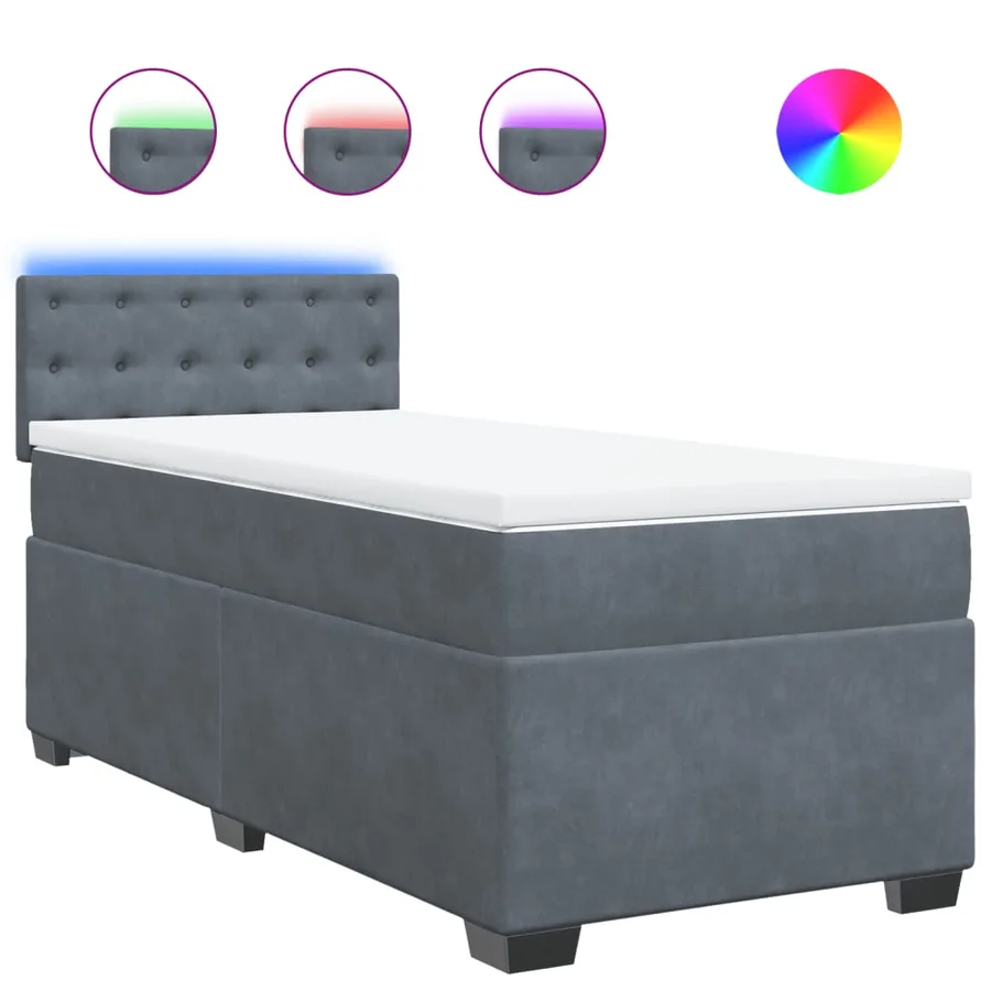 Sommier à lattes de lit et matelas Gris foncé 80x200 cm Velours - 2