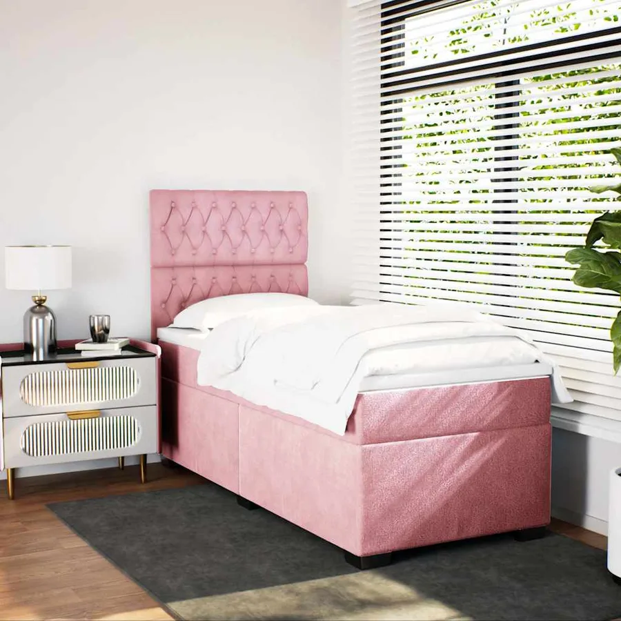 Sommier à lattes de lit et matelas Rose 80x200 cm Velours - 4