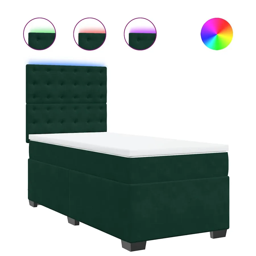 Sommier à lattes de lit avec matelas Vert foncé 90x190 cm - 2
