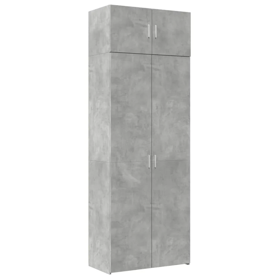 Armoire de rangement gris béton 80x42,5x225cm bois d'ingénierie - 2
