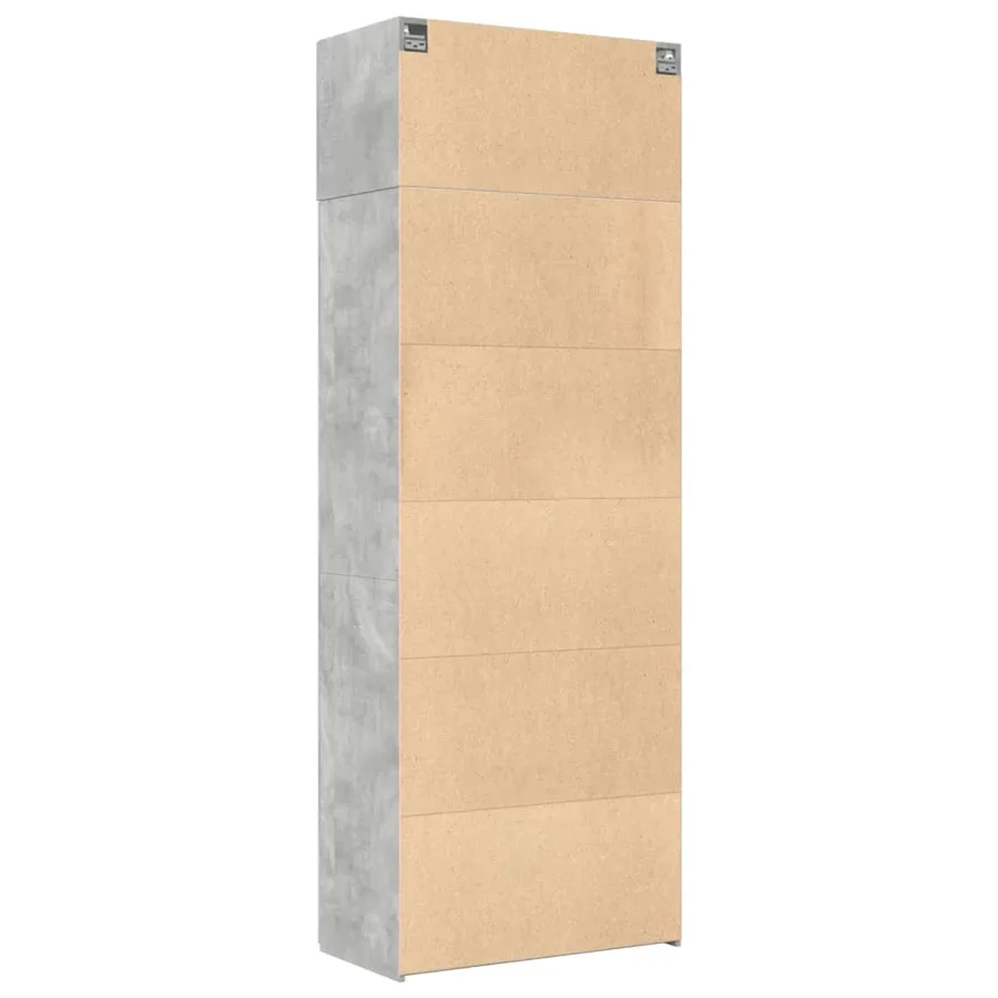 Armoire de rangement gris béton 80x42,5x225cm bois d'ingénierie - 8