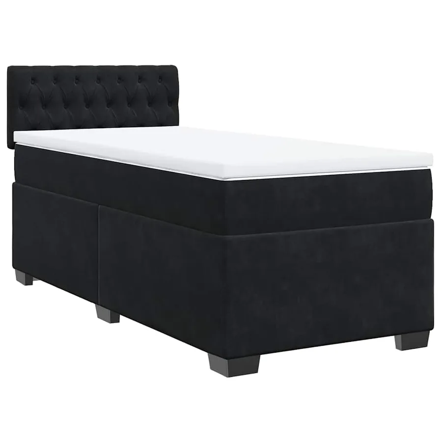Sommier à lattes de lit avec matelas noir 90x190 cm simple velours - 3