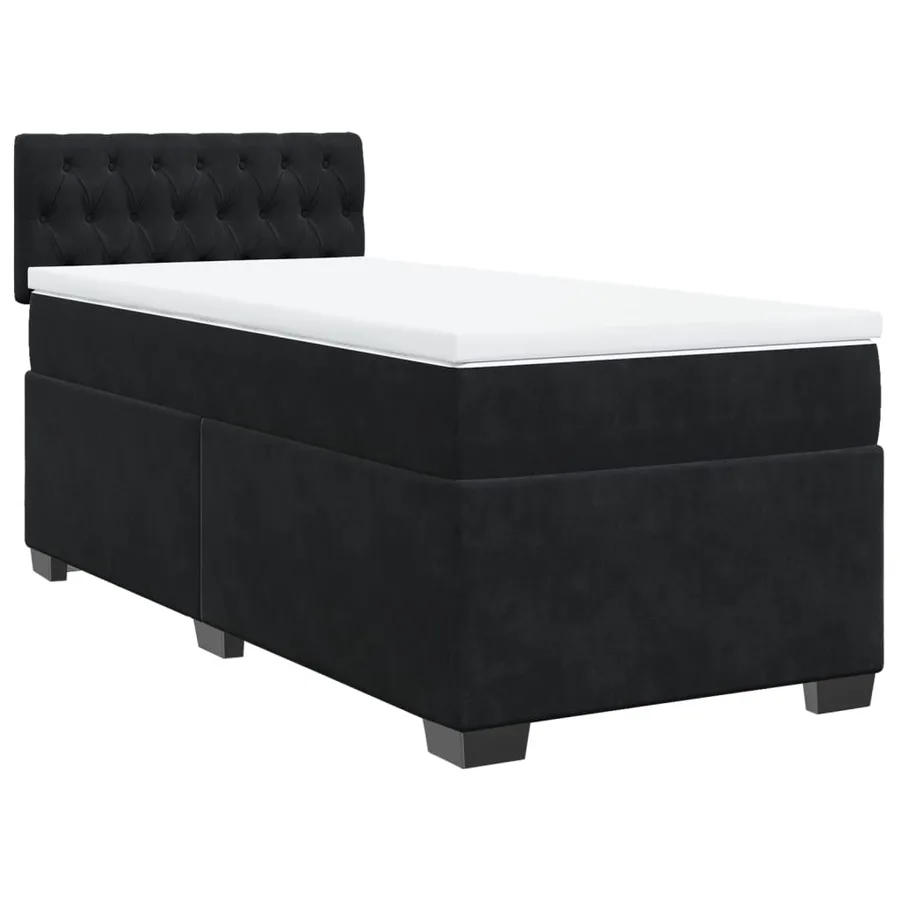 Sommier à lattes de lit avec matelas Noir 90x190 cm Velours - 3