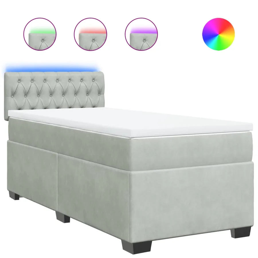Sommier à lattes de lit et matelas Gris clair 80x200 cm Velours - 2