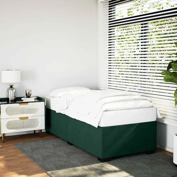 Cadre de lit sans matelas vert foncé 80x200 cm velours