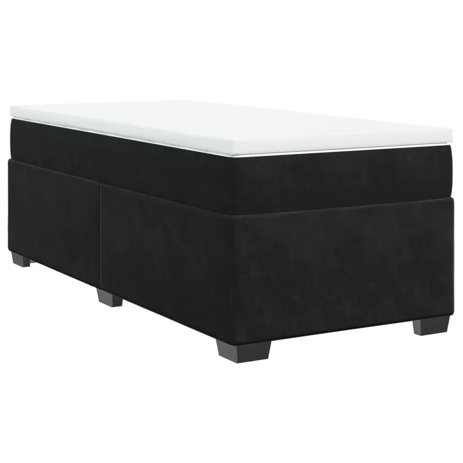 Sommier à lattes de lit avec matelas Noir 90x190 cm Velours - 2