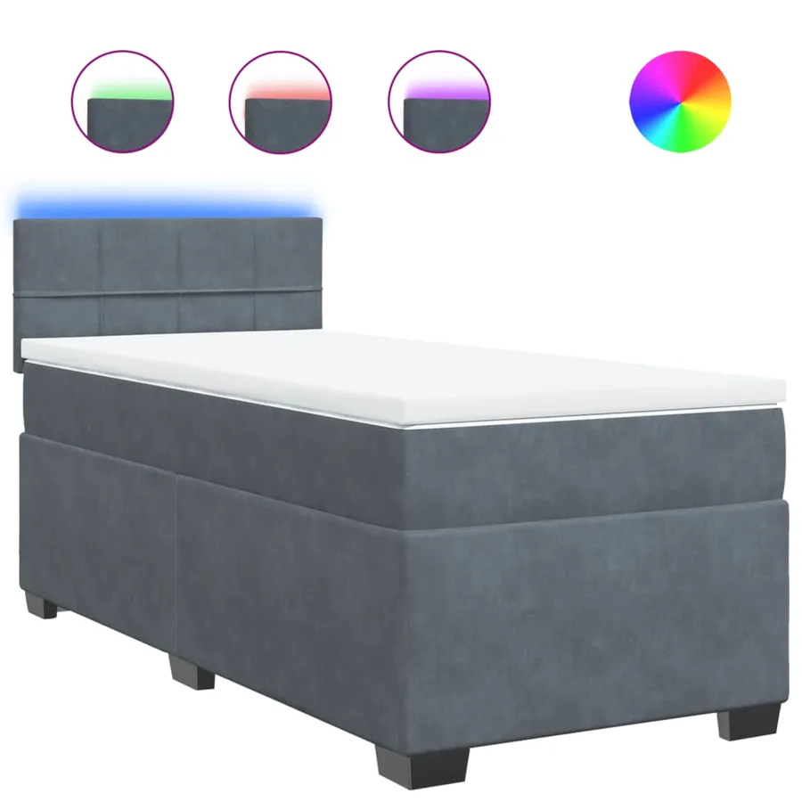 Sommier à lattes de lit et matelas Gris foncé 80x200 cm Velours - 2