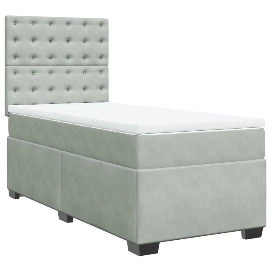 Sommier à lattes de lit et matelas Gris clair 80x200 cm Velours - 2