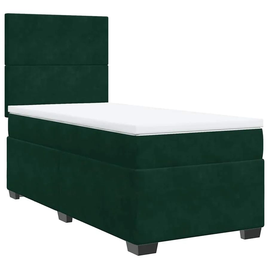 Sommier à lattes de lit avec matelas Vert foncé 90x190 cm - 2