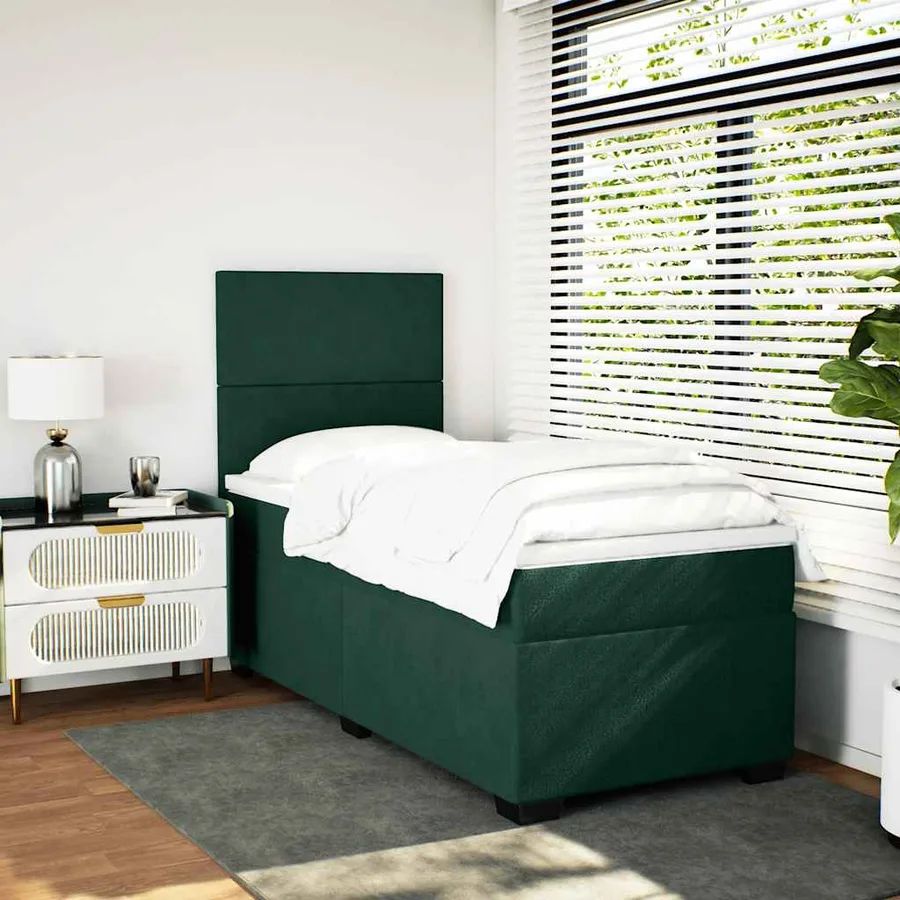 Sommier à lattes de lit avec matelas Vert foncé 90x190 cm - 3