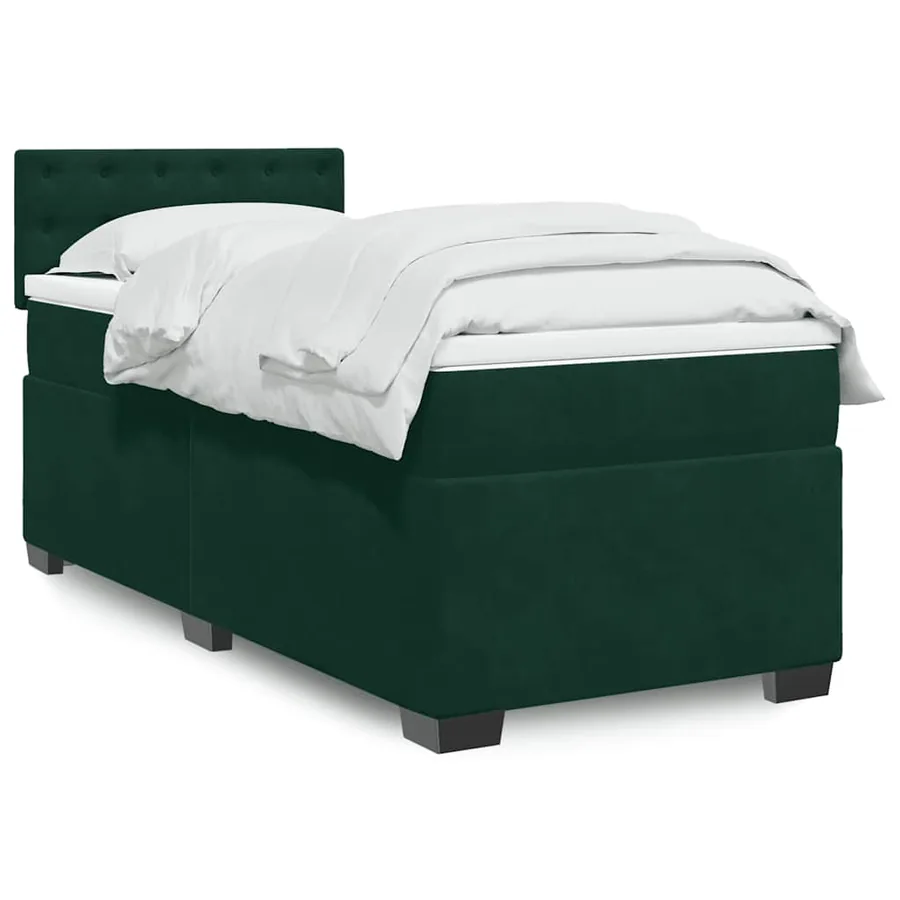 Sommier à lattes de lit avec matelas Vert foncé 90x190 cm