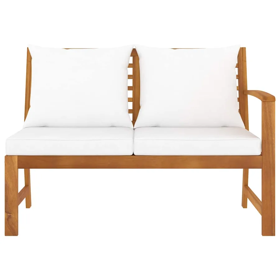 Garden bench 114.5 cm with cream cushion Solid acacia wood - 3