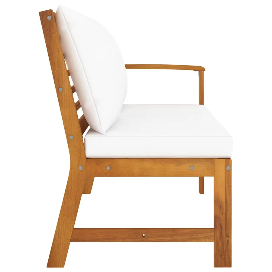Garden bench 114.5 cm with cream cushion Solid acacia wood - 4