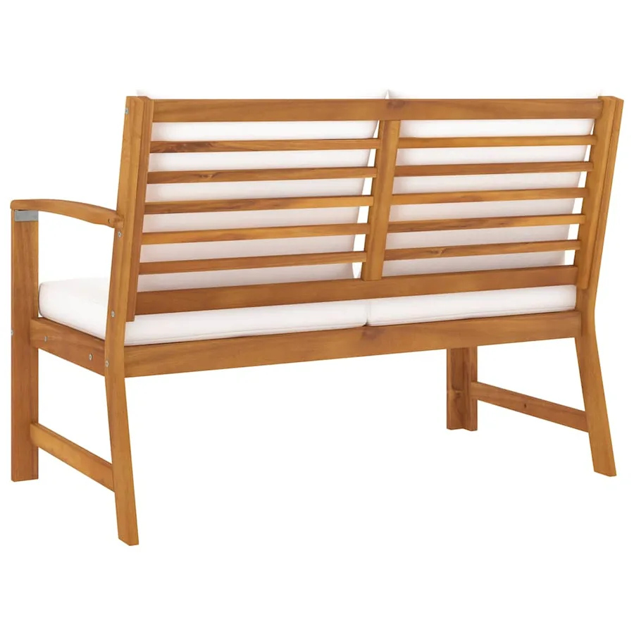 Garden bench 114.5 cm with cream cushion Solid acacia wood - 5