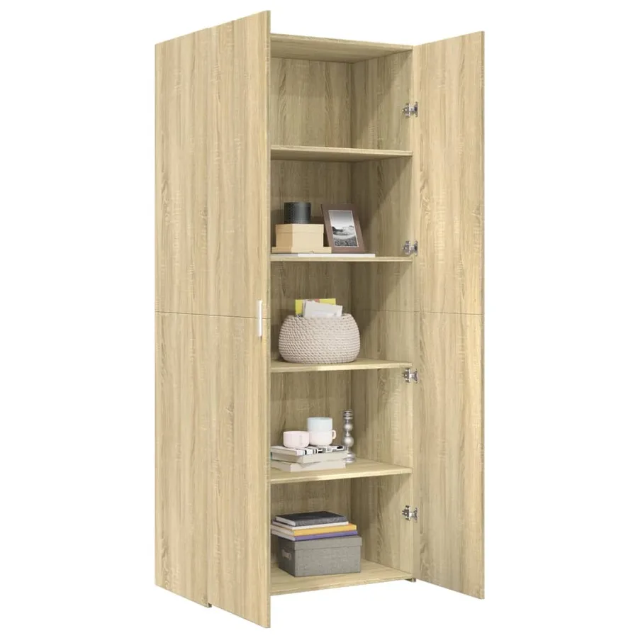 Buffet haut chêne sonoma 80x42,5x185 cm bois d'ingénierie - 7