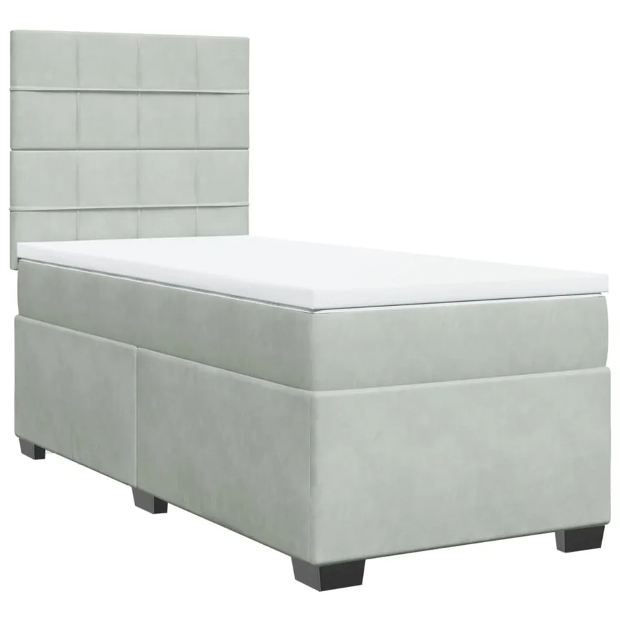Sommier à lattes de lit et matelas Gris clair 80x200 cm Velours - 2