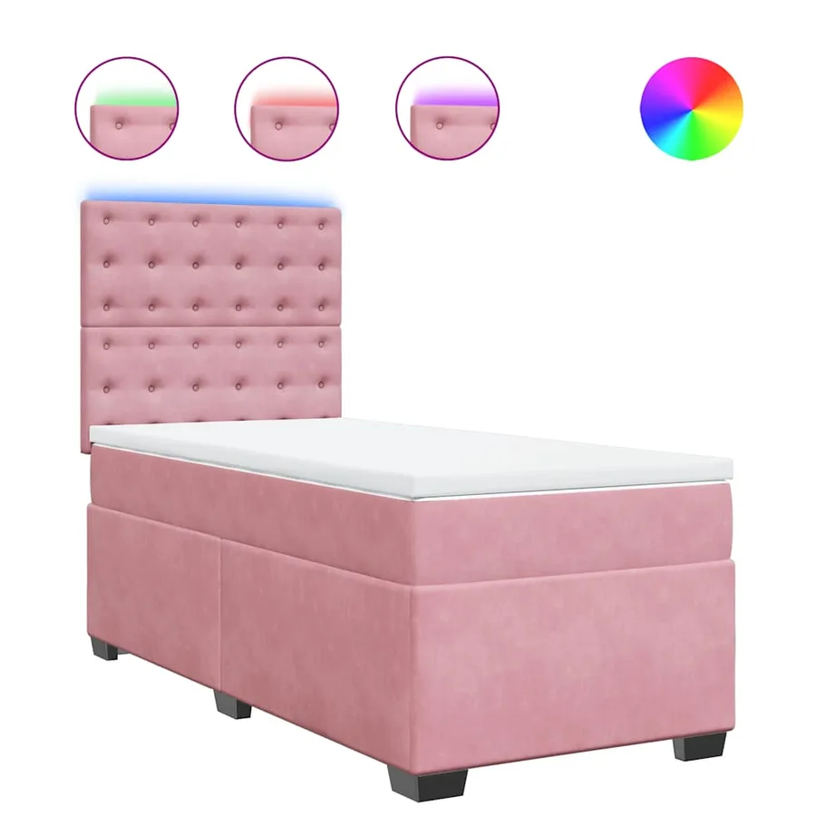 Sommier à lattes de lit avec matelas Rose 90x190 cm Velours - 2
