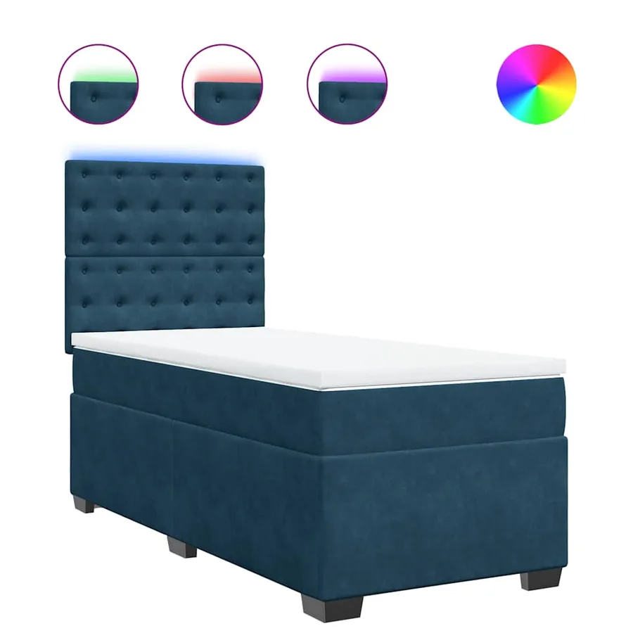Sommier à lattes de lit avec matelas bleu 80x200 cm velours - 2