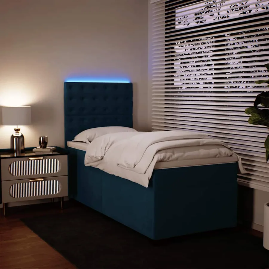Sommier à lattes de lit avec matelas bleu 80x200 cm velours - 5
