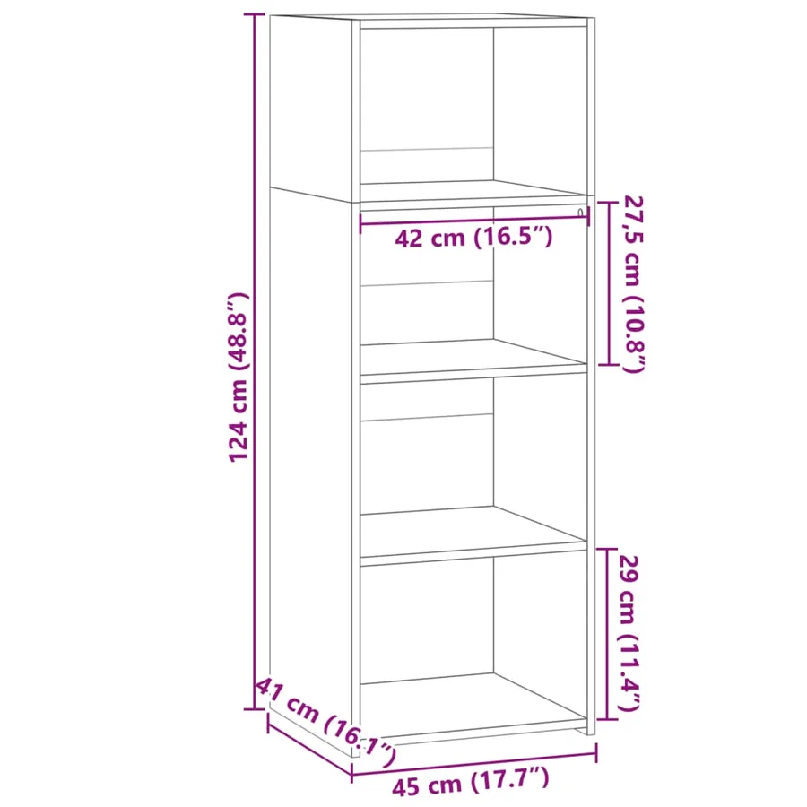 Buffet haut gris béton 45x41x124 cm bois d'ingénierie - 9