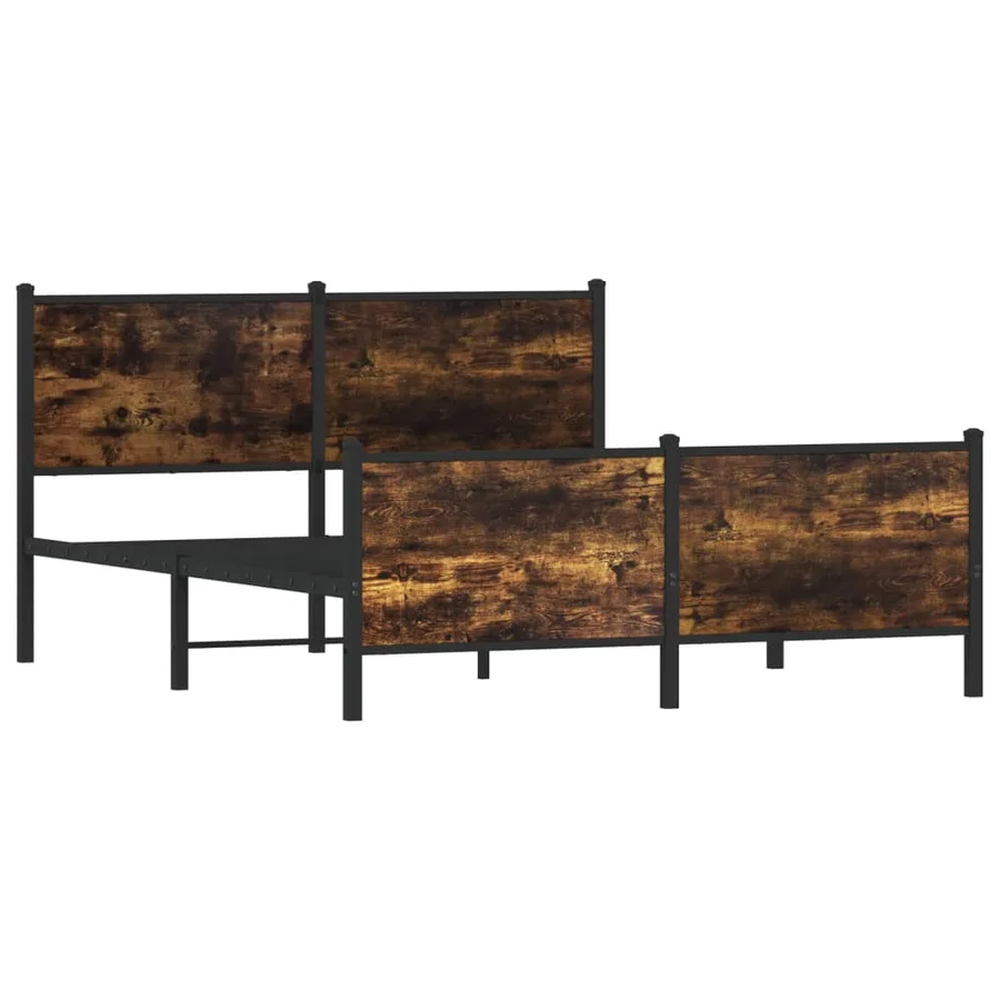 Cadre de lit en métal sans matelas chêne fumé 150x200 cm - 4