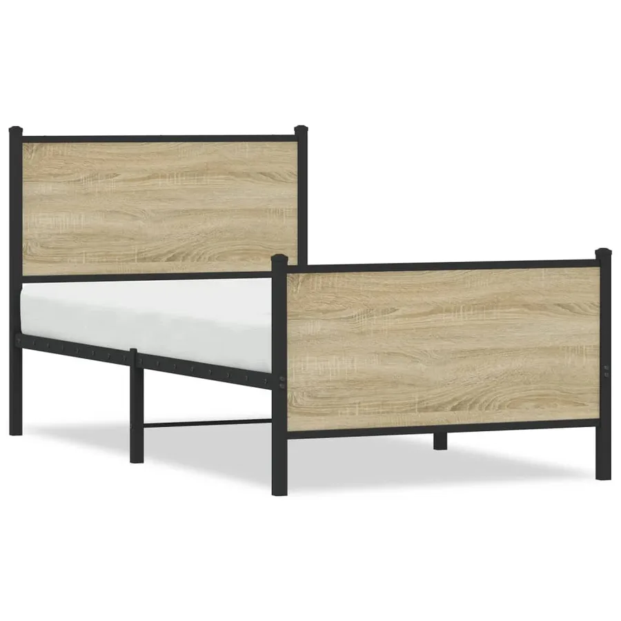 Cadre de lit en métal sans matelas chêne sonoma 75x190 cm - 2