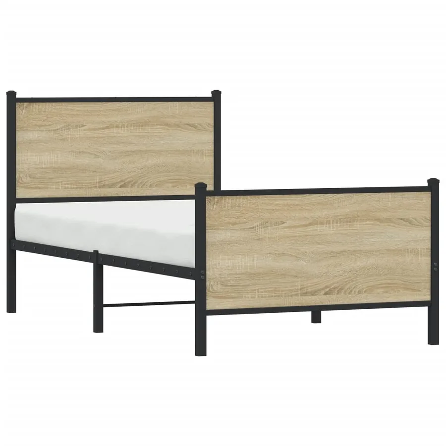 Cadre de lit en métal sans matelas chêne sonoma 75x190 cm - 4