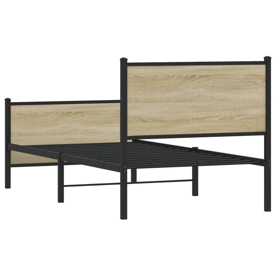 Cadre de lit en métal sans matelas chêne sonoma 75x190 cm - 7