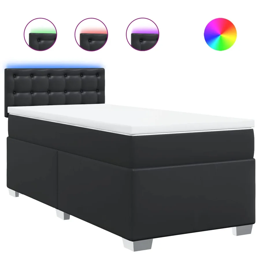Sommier à lattes de lit avec matelas Noir 90x190 cm Similicuir - 2