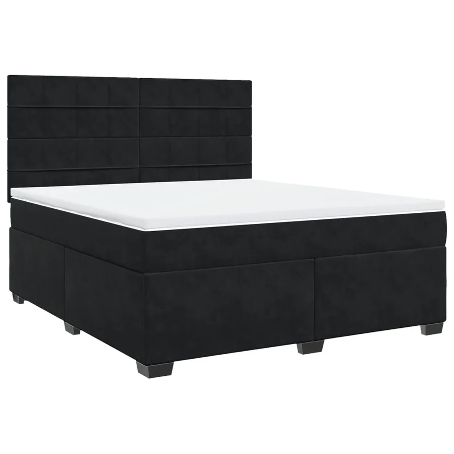 Sommier à lattes de lit avec matelas Noir 180x200 cm Velours - 2