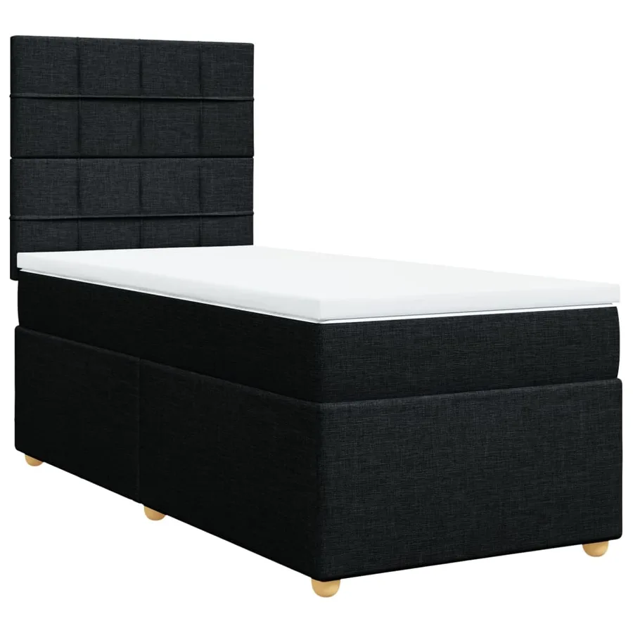 Sommier à lattes de lit avec matelas Noir 90x200 cm Tissu - 2