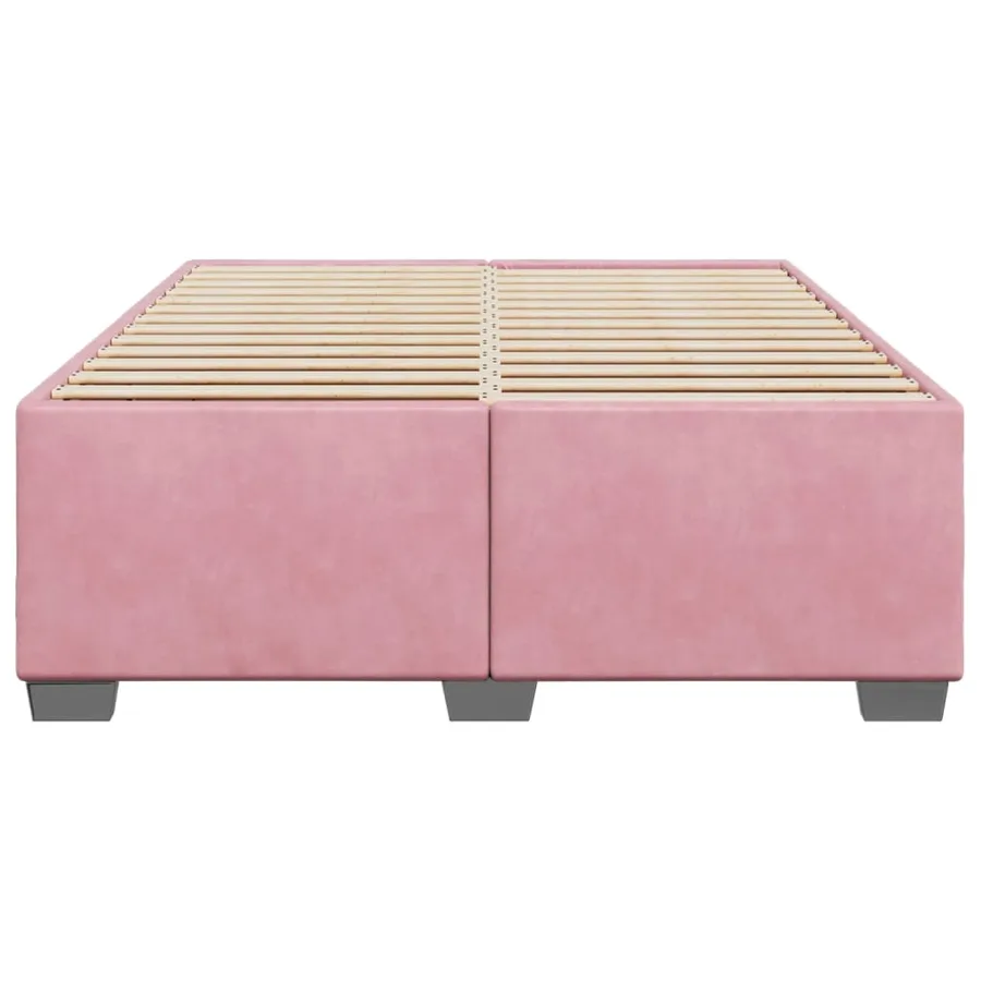 Cadre de lit sans matelas rose 160x200 cm velours - 4