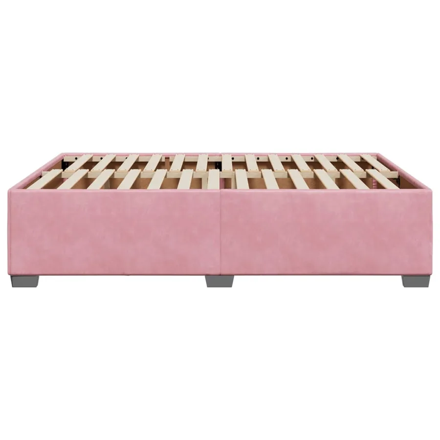Cadre de lit sans matelas rose 160x200 cm velours - 5