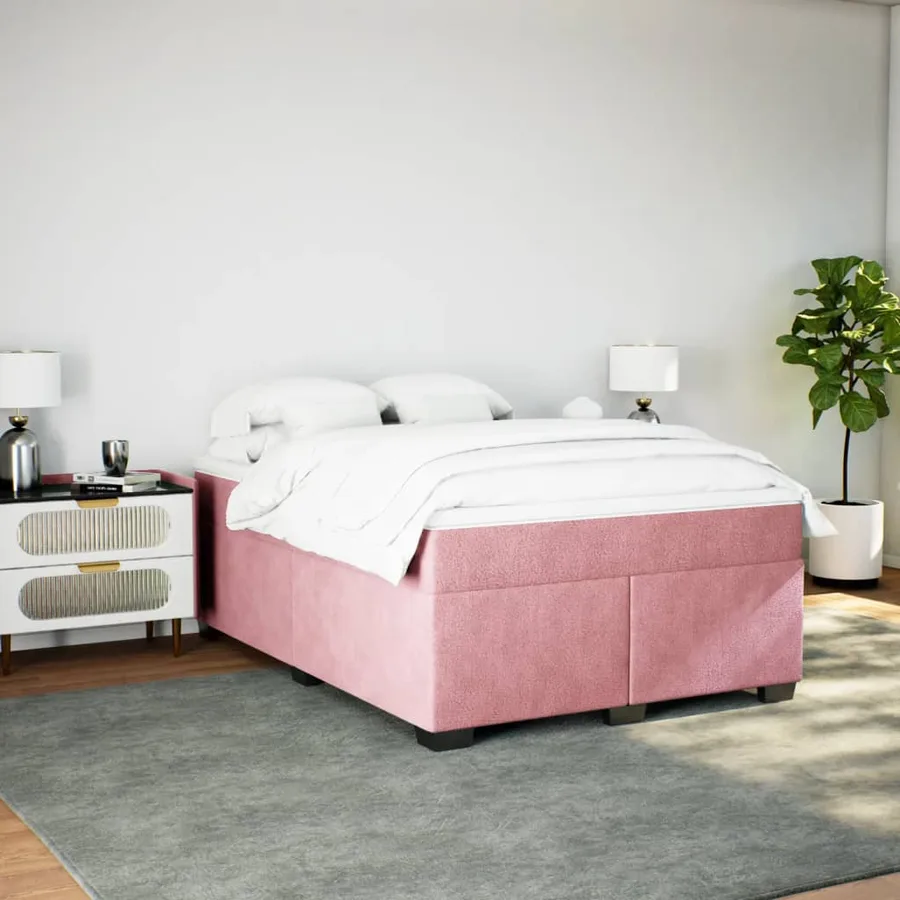 Sommier à lattes de lit avec matelas Rose 160x200 cm Velours - 3