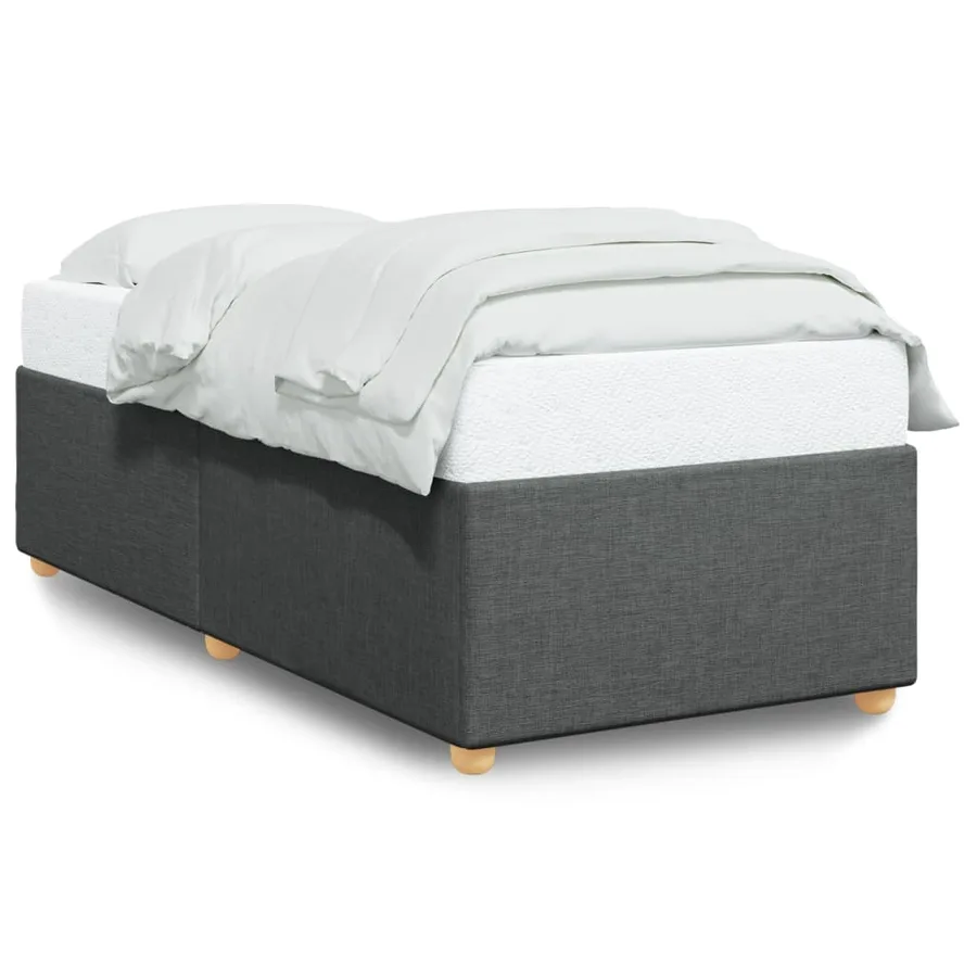 Cadre de lit sans matelas gris foncé 90x190 cm tissu - 2