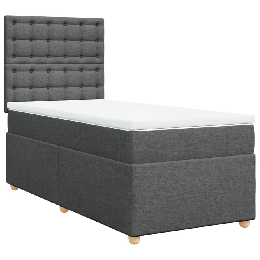 Sommier à lattes de lit et matelas Gris foncé 90x190 cm Tissu - 3
