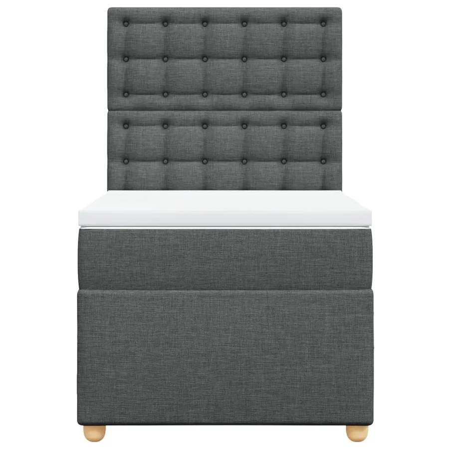 Sommier à lattes de lit et matelas Gris foncé 90x190 cm Tissu - 6