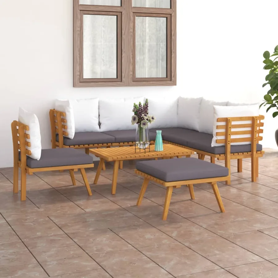 8 pcs garden lounge set with cushions Solid acacia wood