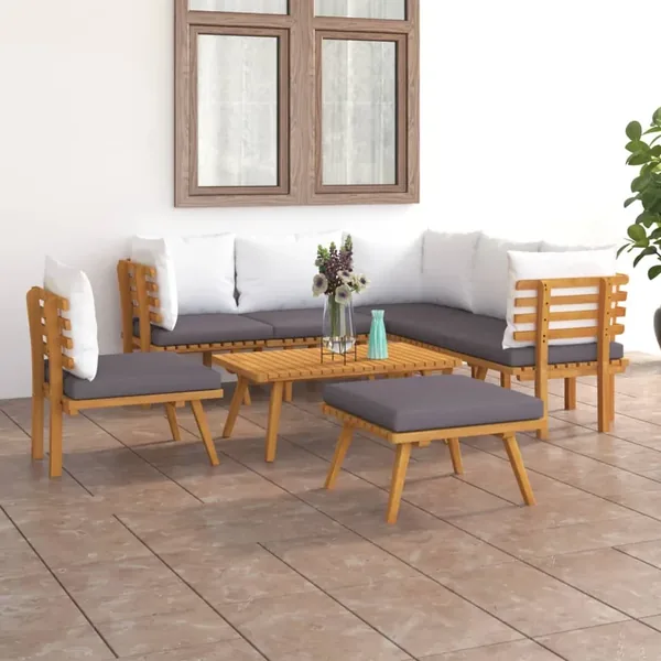 8 pcs garden lounge set with cushions Solid acacia wood