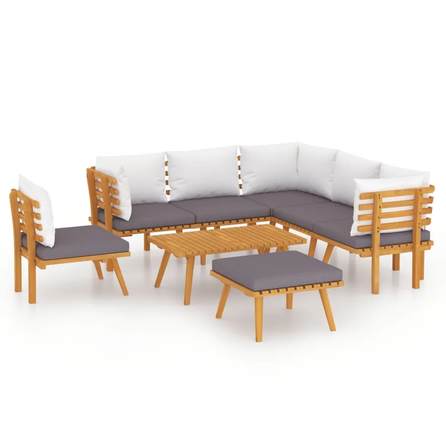 8 pcs garden lounge set with cushions Solid acacia wood - 2
