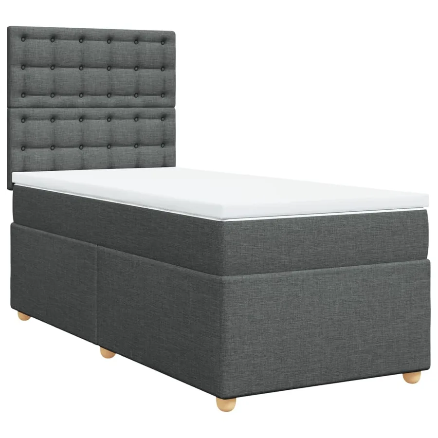 Sommier à lattes de lit et matelas Gris foncé 90x190 cm Tissu - 2