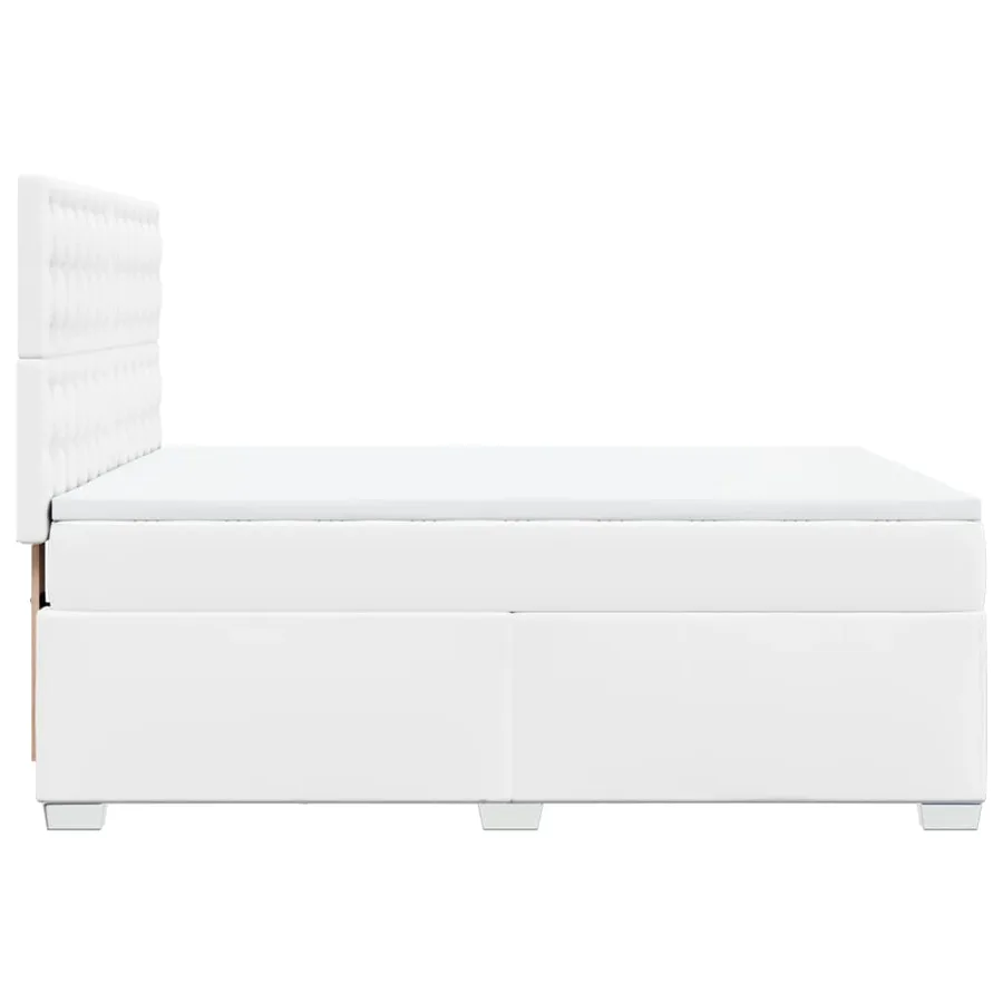 Sommier à lattes de lit avec matelas Blanc 140x200cm Similicuir - 11