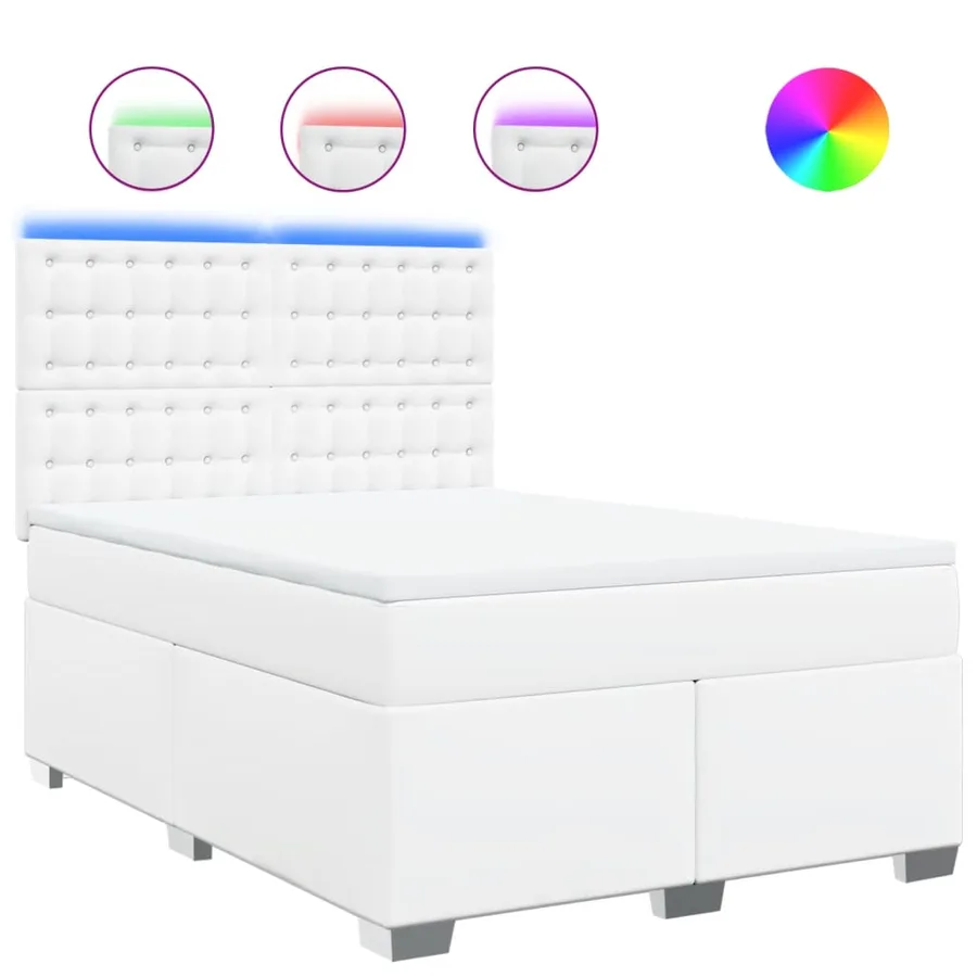 Sommier à lattes de lit avec matelas Blanc 140x200cm Similicuir - 2
